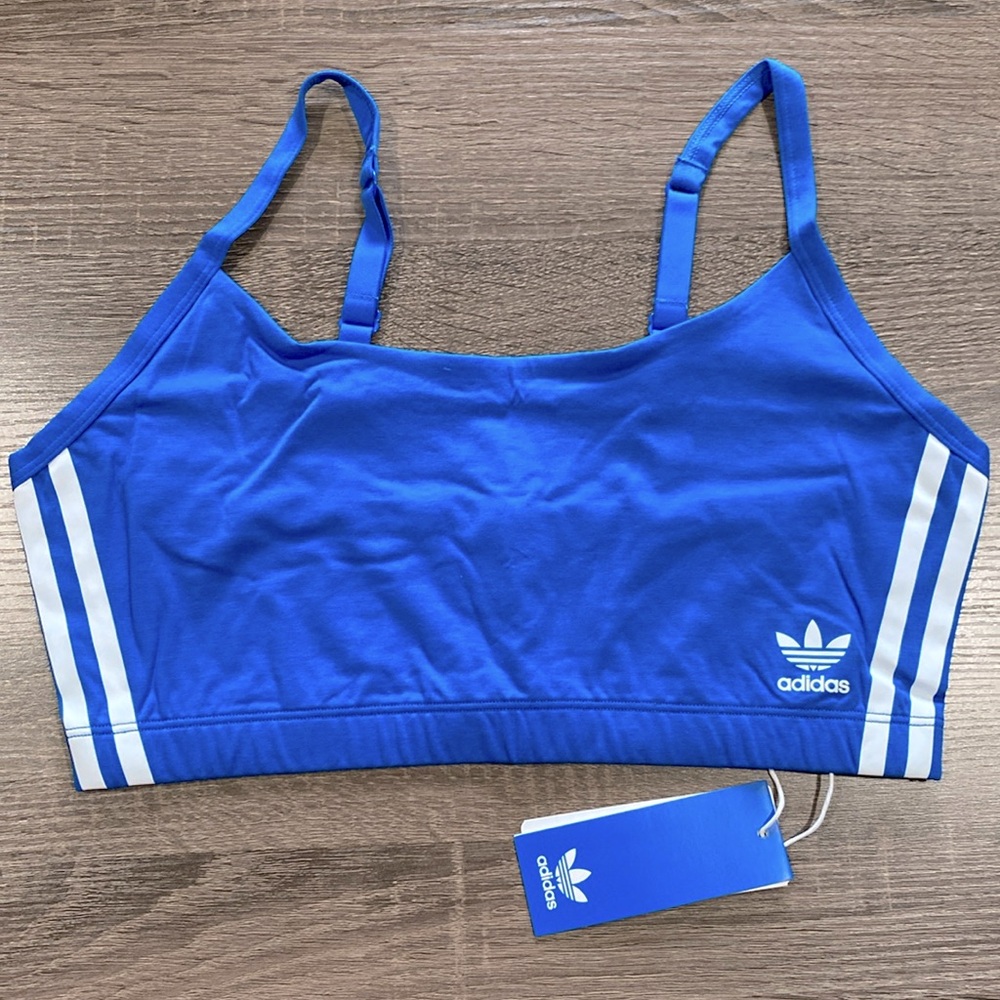 NWT - Adidas Adicolor Classics Smart Cotton Scoop Bralette - Blue - L, XL, & XXL